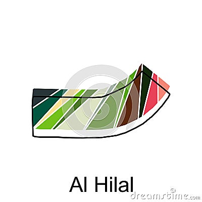 map of Al Hilal, flat vector with high details. Qatar administrative map with international border design template Vector Illustration