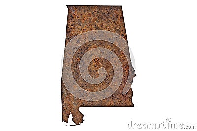 Map of Alabama on rusty metal Stock Photo