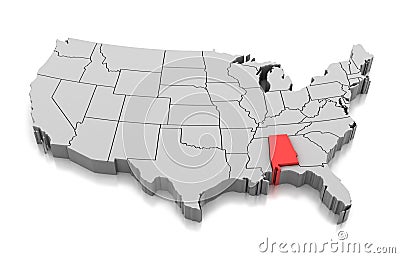 Map of Alabama state, USA Stock Photo