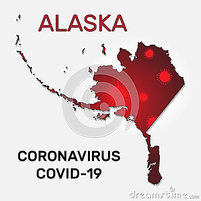 Map of Alaska state and coronavirus infection. Vector Illustration