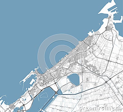 Map of Alexandria, Egypt. Detailed city map, metropolitan area border Vector Illustration