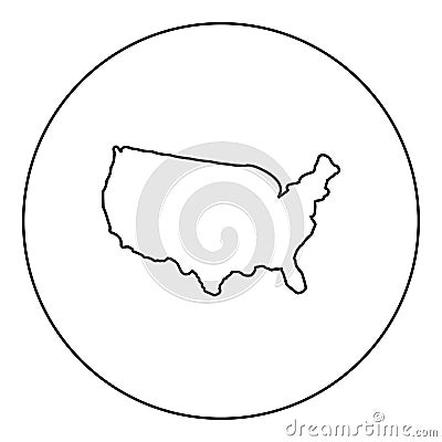 Map of America United Stated USA icon in circle round black color vector illustration image outline contour line thin style Vector Illustration