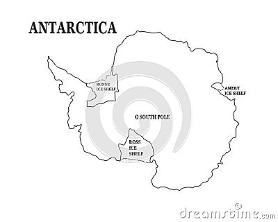 Map of Antarctica. Vector Illustration
