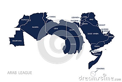 Map of Arab League. Vector Illustration