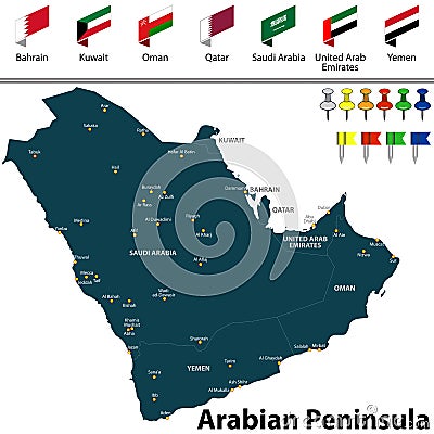 Map of Arabian Peninsula Vector Illustration