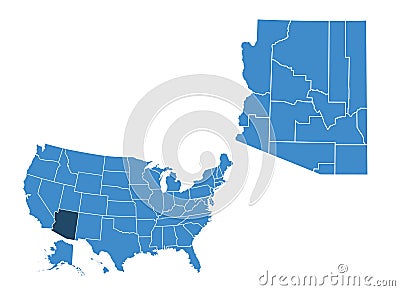 Map of Arizona state Stock Photo