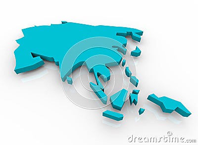 Map of Asia - Blue Stock Photo