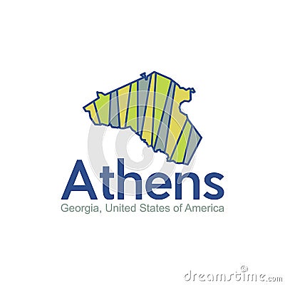 Map Of Athens Georgia City Geometric Modern Design Vector Illustration