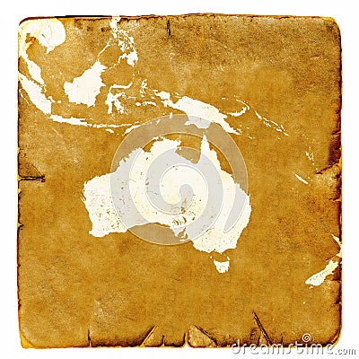 Map of Australia blank in old style. Brown graphics in a retro mode on ancient and damaged paper. Basic image of earth courtesy N Stock Photo