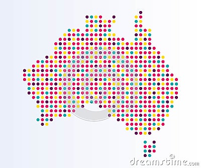 Map of Australia from colored dots Stock Photo