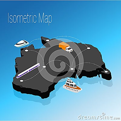 Map australia isometric concept. Vector Illustration