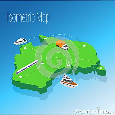 Map australia isometric concept. Vector Illustration