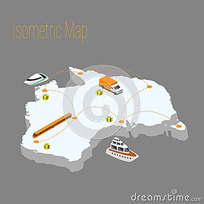 Map australia isometric concept. Vector Illustration
