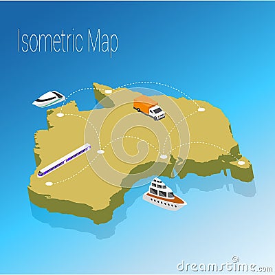 Map australia isometric concept. Vector Illustration