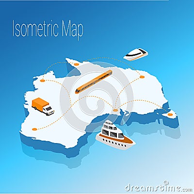 Map australia isometric concept. Vector Illustration