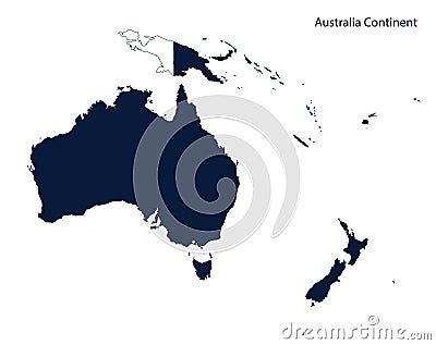Map of Australia and Oceania continent Vector Illustration