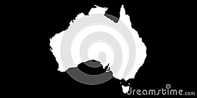 Map of Australia white silhuette 3D illustration Cartoon Illustration