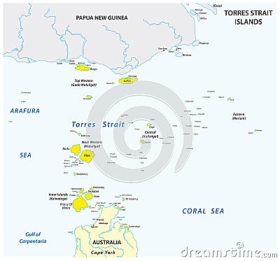 Map of the Australian Torres Strait Islands Vector Illustration