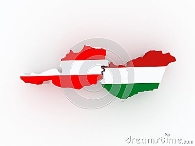 Map of Austria and Hungary. Stock Photo