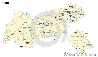 Map of the Austrian state of Tyrol Vector Illustration