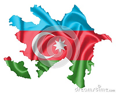 Azerbaijan Map with Flag Stock Photo