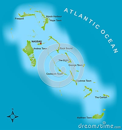 Map of the Bahamas Stock Photo