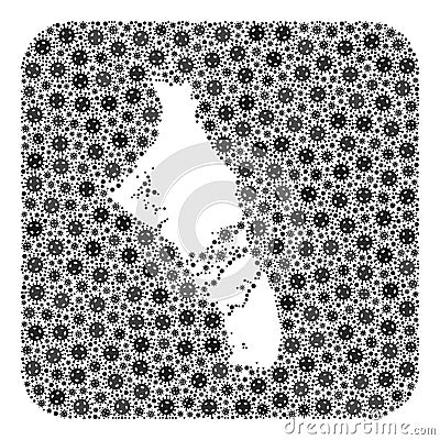 Map of Bahamas - Andros Island - Flu Virus Mosaic with Stencil Vector Illustration