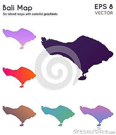 Map of Bali with beautiful gradients. Vector Illustration