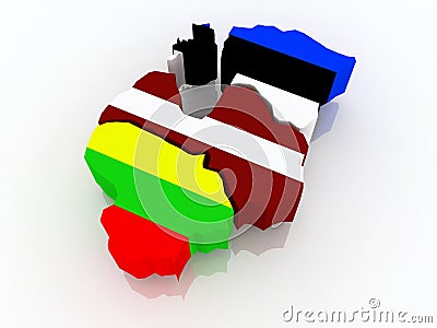 Map of Baltic states. Stock Photo