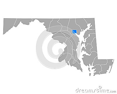 Map of Baltimore City in Maryland Vector Illustration
