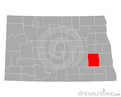 Map of Barnes in North Dakota Vector Illustration