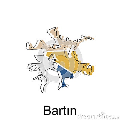 Map of Bartin Province of Turkey, World Map International vector template with outline graphic sketch style isolated on white Vector Illustration