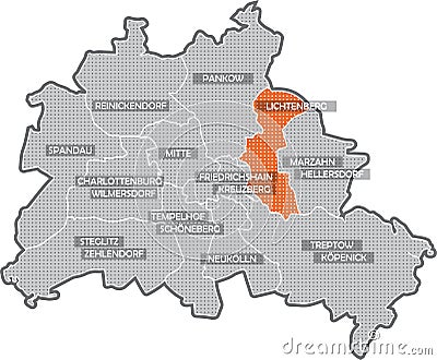 Map of Berlin (district Lichtenberg) Stock Photo