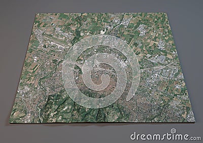 Map of Bologna, Italy, satellite view Stock Photo