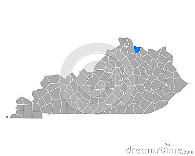Map of Bracken in Kentucky Vector Illustration