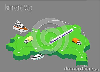 Map Brazil isometric concept. Vector Illustration