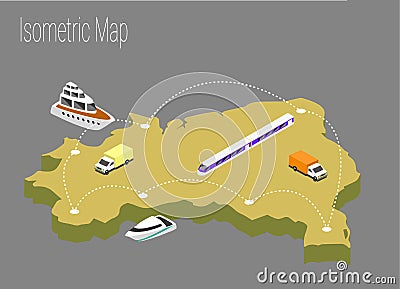 Map Brazil isometric concept. Vector Illustration