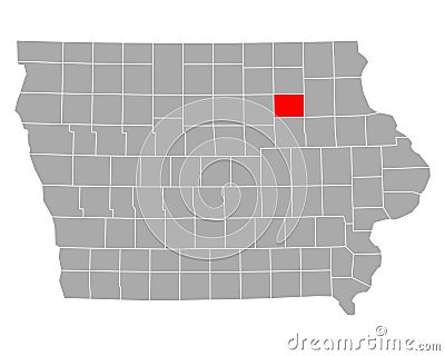 Map of Bremer in Iowa Vector Illustration