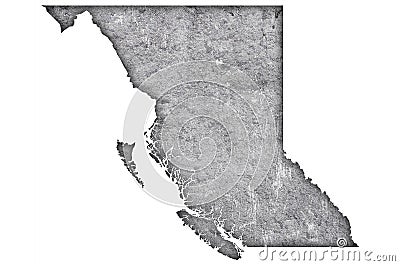 Map of British Columbia on weathered concrete Stock Photo