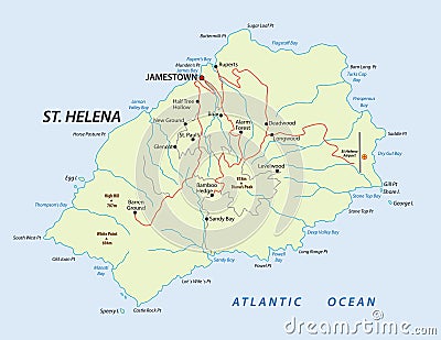 Map of british island St Helena in the Atlantic Ocean Vector Illustration