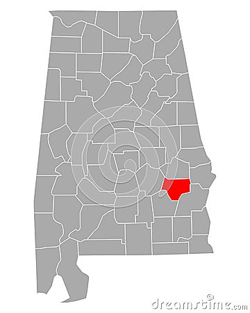 Map of Bullock in Alabama Vector Illustration