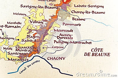 Map of burgundy region Stock Photo