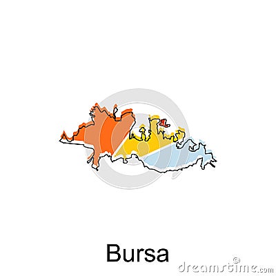 Map of Bursa illustration design. Turkey World Map International vector template Vector Illustration