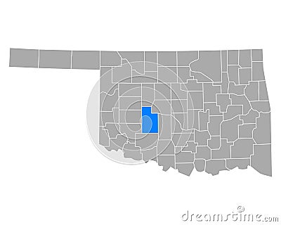 Map of Caddo in Oklahoma Vector Illustration