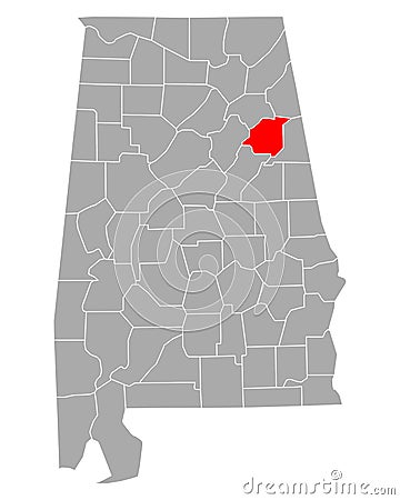 Map of Calhoun in Alabama Vector Illustration