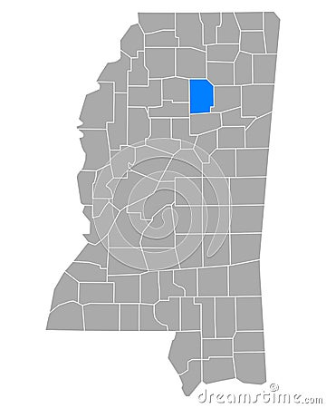 Map of Calhoun in Mississippi Vector Illustration