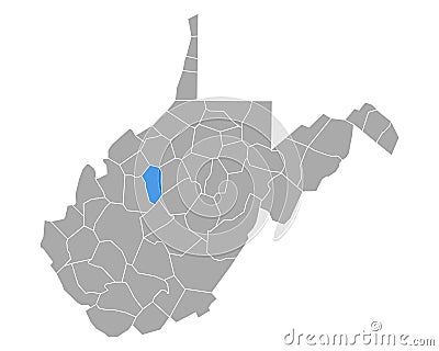 Map of Calhoun in West Virginia Vector Illustration