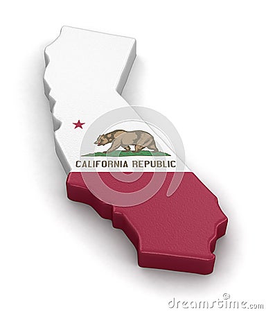 Map of California state with flag Stock Photo