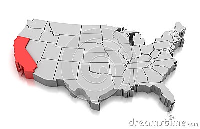 Map of California state, USA Stock Photo