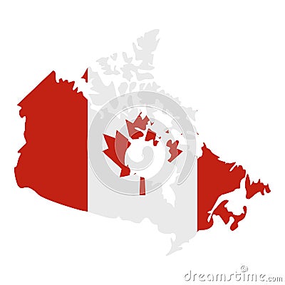 Map of Canada in national flag colors icon Vector Illustration